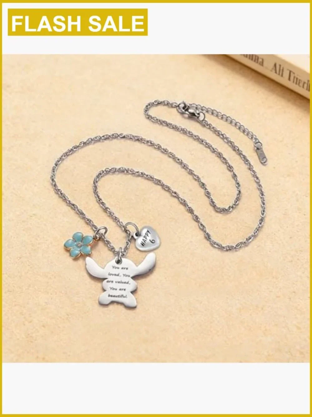Engraved Girls Necklace You Are Loved Valued Beautiful Pendant